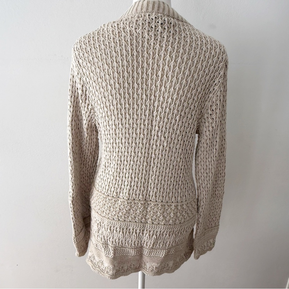 Eddie Bauer Women Cotton Open‎ Knit Cardigan Medium Crunchy Granola Timeless View 5